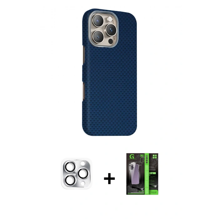 MARSİLYAN™- iPhone 16 Pro Max Kılıf Kozmos Klasik Prime - Şeffaf 360 Full Body Arka Koruyucu + Pers Alüminyum Kamera Lens - GS