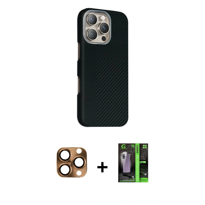 MARSİLYAN™- iPhone 16 Pro Max Kılıf Kozmos Klasik Prime - Şeffaf 360 Full Body Arka Koruyucu + Pers Alüminyum Kamera Lens - CLTM