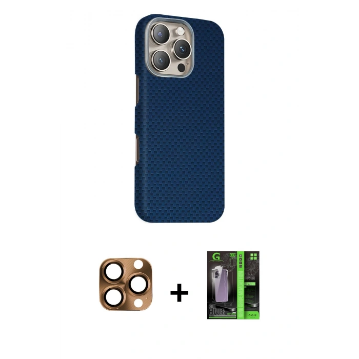 MARSİLYAN™- iPhone 16 Pro Max Kılıf Kozmos Klasik Prime - Şeffaf 360 Full Body Arka Koruyucu + Pers Alüminyum Kamera Lens - CLTM