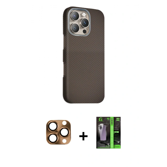 MARSİLYAN™- iPhone 16 Pro Max Kılıf Kozmos Klasik Prime - Şeffaf 360 Full Body Arka Koruyucu + Pers Alüminyum Kamera Lens - CLTM