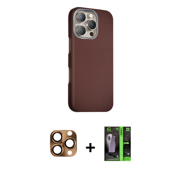 MARSİLYAN™- iPhone 16 Pro Max Kılıf Kozmos Klasik Prime - Şeffaf 360 Full Body Arka Koruyucu + Pers Alüminyum Kamera Lens - CLTM