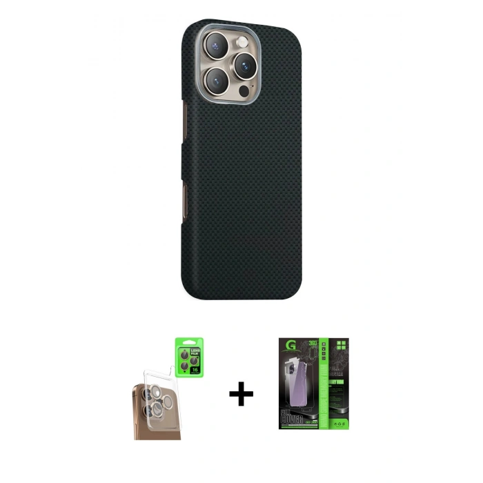 MARSİLYAN™- iPhone 16 Pro Max Kılıf Kozmos Klasik Prime - Şeffaf 360 Full Body Arka Koruyucu + Raze Metal Kamera Lens - CLTM