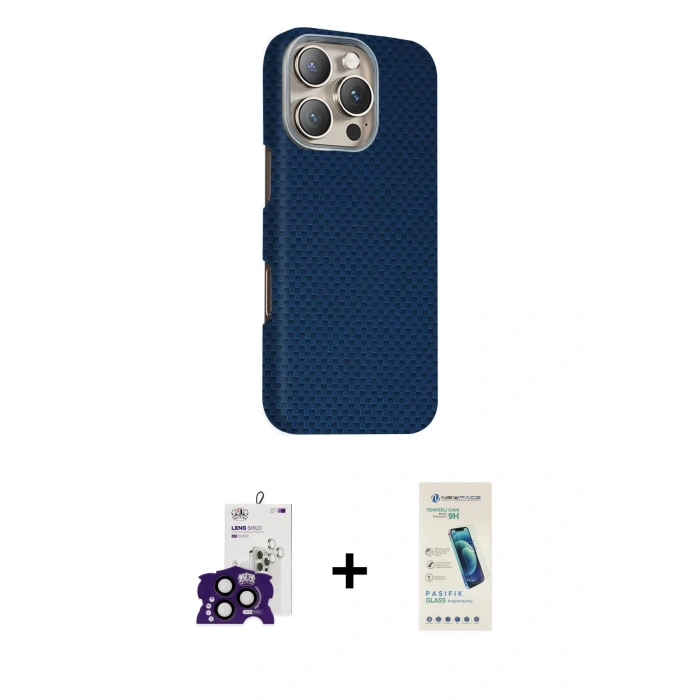 MARSİLYAN™- iPhone 16 Pro Max Kılıf Kozmos Klasik Prime - Şeffaf Pasifik Cam Ekran Koruyucu + Bilvis Titan Kamera Lens - SH