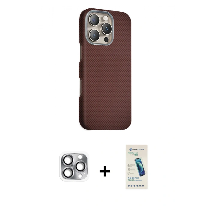 MARSİLYAN™- iPhone 16 Pro Max Kılıf Kozmos Klasik Prime - Şeffaf Pasifik Cam Ekran Koruyucu + Pers Alüminyum Kamera Lens - GI