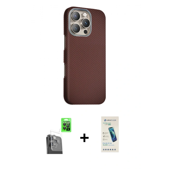 MARSİLYAN™- iPhone 16 Pro Max Kılıf Kozmos Klasik Prime - Şeffaf Pasifik Cam Ekran Koruyucu + Raze Metal Kamera Lens - SH