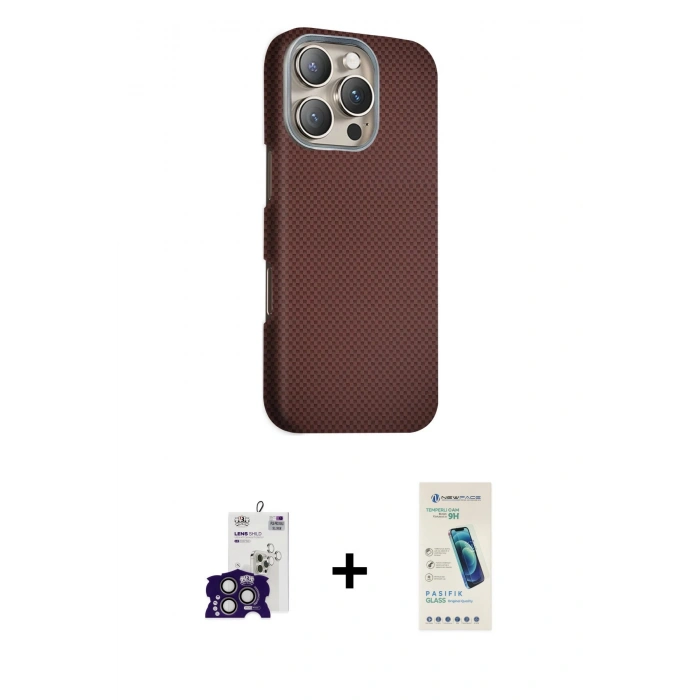 MARSİLYAN™- iPhone 16 Pro Max Kılıf Kozmos Klasik Prime - Şeffaf Pasifik Cam Ekran Koruyucu + Bilvis Titan Kamera Lens - TMGI