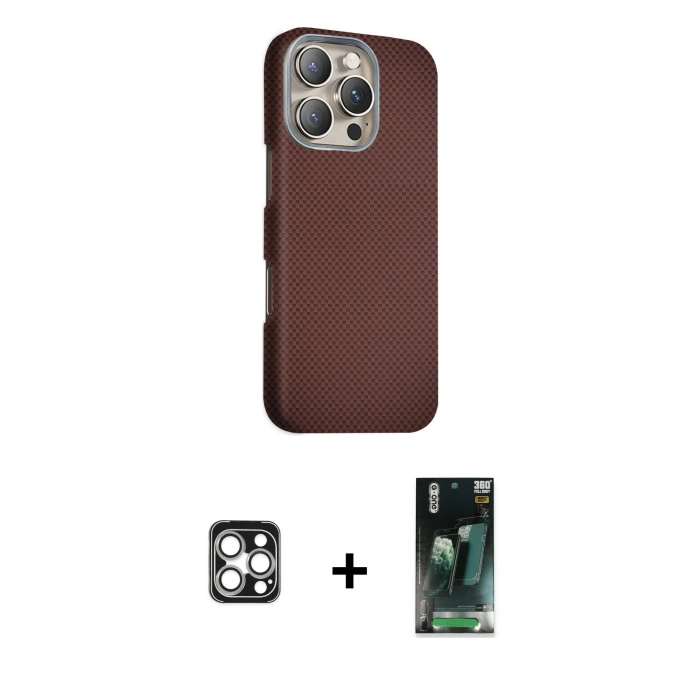 MARSİLYAN™- iPhone 16 Pro Max Kılıf Kozmos Klasik Prime - Siyah 360 Mat Full Body Arka Koruyucu + Gümüş PVD Metal Kamera Lens