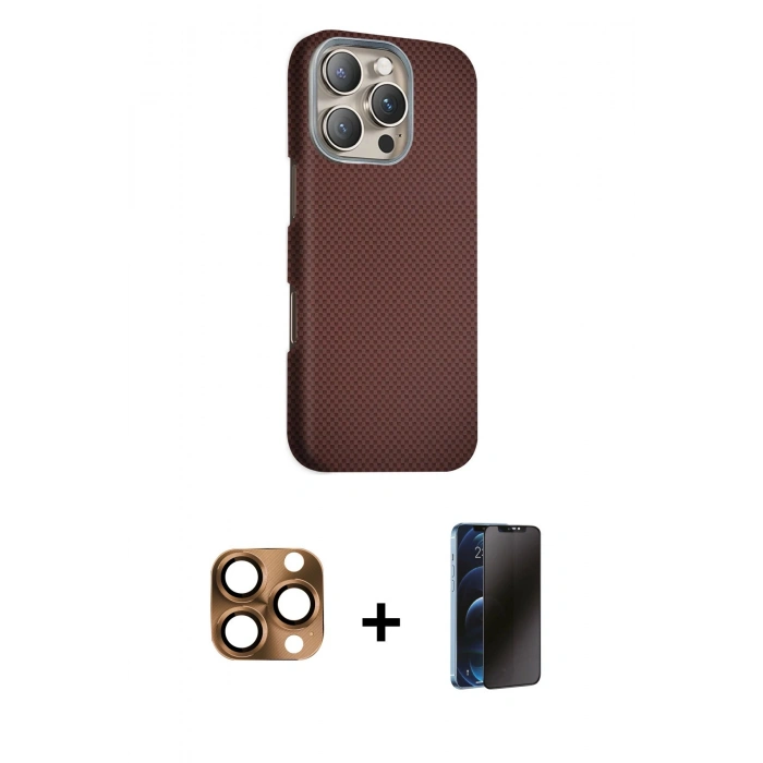 MARSİLYAN™- iPhone 16 Pro Max Kılıf Kozmos Klasik Prime - Siyah 3D Antistatik Hayalet Cam Ekran Koruyucu + Pers Alüminyum Kamera Lens - CLTM