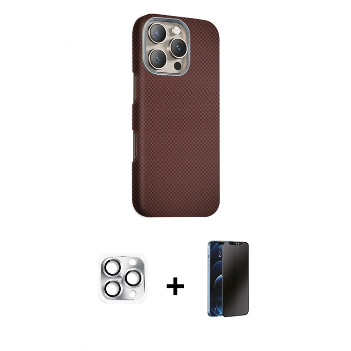 MARSİLYAN™- iPhone 16 Pro Max Kılıf Kozmos Klasik Prime - Siyah 3D Antistatik Hayalet Cam Ekran Koruyucu + Pers Alüminyum Kamera Lens - GS