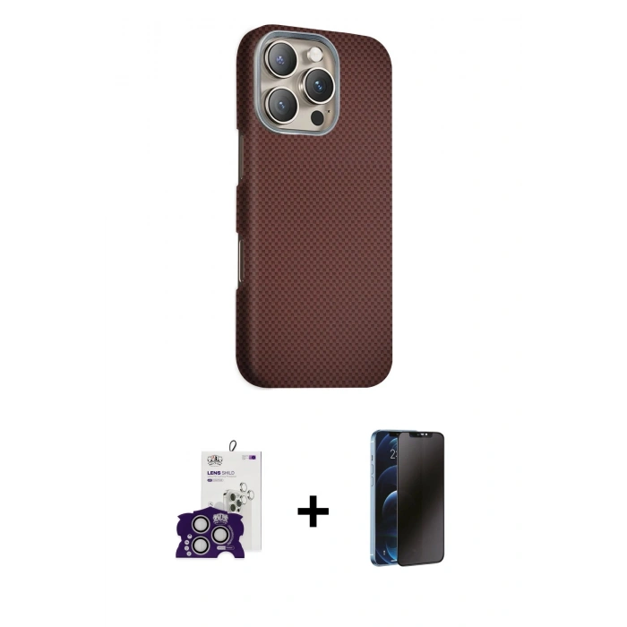 MARSİLYAN™- iPhone 16 Pro Max Kılıf Kozmos Klasik Prime - Siyah 3D Antistatik Hayalet Cam Ekran Koruyucu + Bilvis Titan Kamera Lens - GS