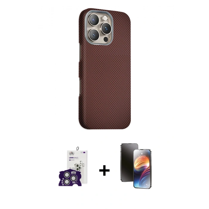 MARSİLYAN™- iPhone 16 Pro Max Kılıf Kozmos Klasik Prime - Siyah 3D Antistatik Mat Seramik Nano Ekran Koruyucu + Gümüş Bilvis Titan Kamera Lens