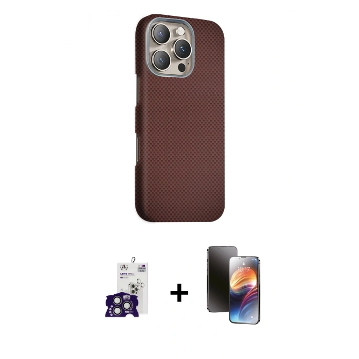 MARSİLYAN™- iPhone 16 Pro Max Kılıf Kozmos Klasik Prime - Siyah 3D Antistatik Mat Seramik Nano Ekran Koruyucu + Bilvis Titan Kamera Lens - TMGI