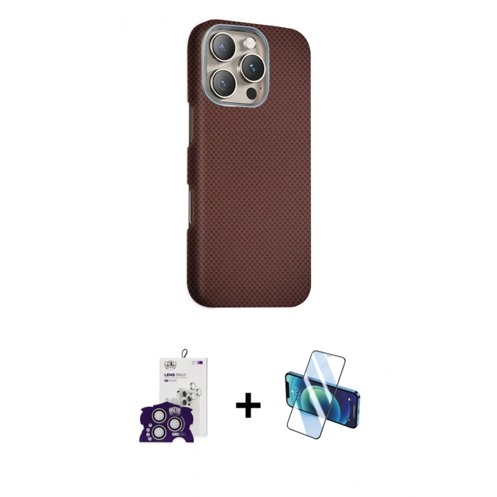 MARSİLYAN™- iPhone 16 Pro Max Kılıf Kozmos Klasik Prime - Siyah 3D Antistatik Seramik Nano Ekran Koruyucu + Bilvis Titan Kamera Lens - GS