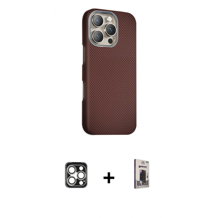 MARSİLYAN™- iPhone 16 Pro Max Kılıf Kozmos Klasik Prime - Siyah Bilvis Hayalet Cam Ekran Koruyucu + PVD Metal Kamera Lens - GS