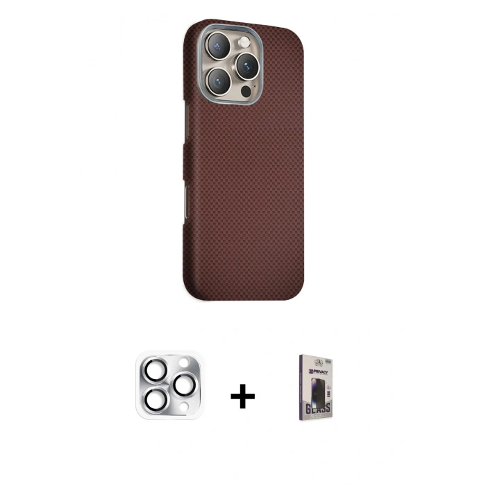 MARSİLYAN™- iPhone 16 Pro Max Kılıf Kozmos Klasik Prime - Siyah Bilvis Hayalet Cam Ekran Koruyucu + Pers Alüminyum Kamera Lens - GS