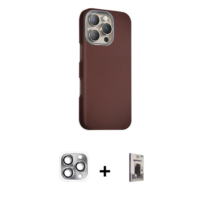 MARSİLYAN™- iPhone 16 Pro Max Kılıf Kozmos Klasik Prime - Siyah Bilvis Hayalet Cam Ekran Koruyucu + Pers Alüminyum Kamera Lens - GI