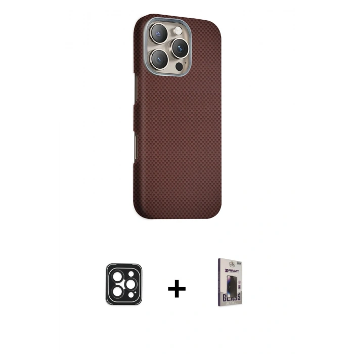 MARSİLYAN™- iPhone 16 Pro Max Kılıf Kozmos Klasik Prime - Siyah Bilvis Hayalet Cam Ekran Koruyucu + PVD Metal Kamera Lens - SH