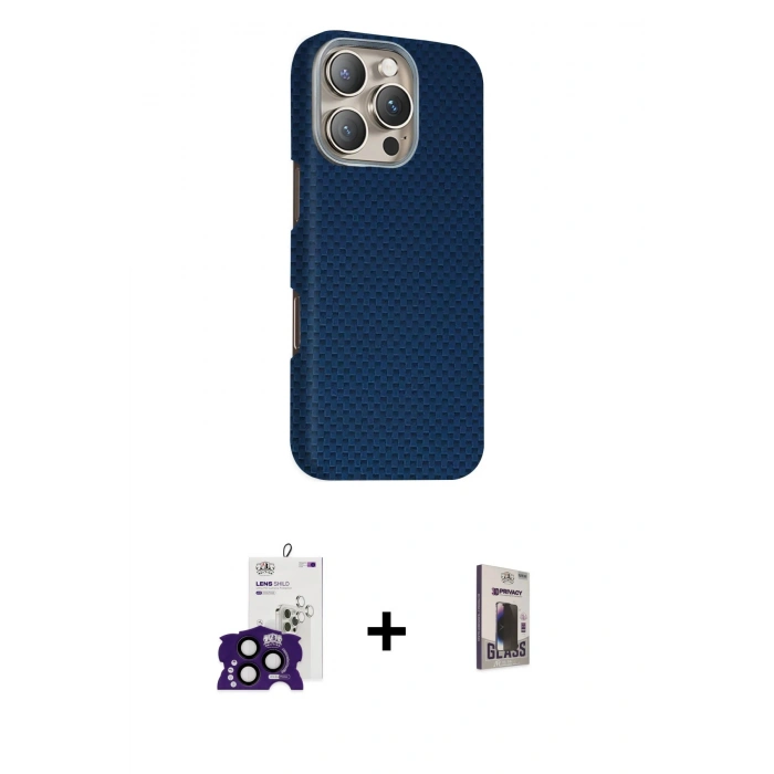 MARSİLYAN™- iPhone 16 Pro Max Kılıf Kozmos Klasik Prime - Siyah Bilvis Hayalet Cam Ekran Koruyucu + Bilvis Titan Kamera Lens - SH