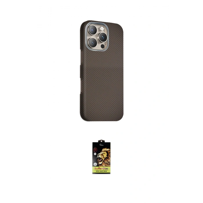 MARSİLYAN™- iPhone 16 Pro Max Kılıf Kozmos Klasik Prime - Siyah Buffer Cam Ekran Koruyucu
