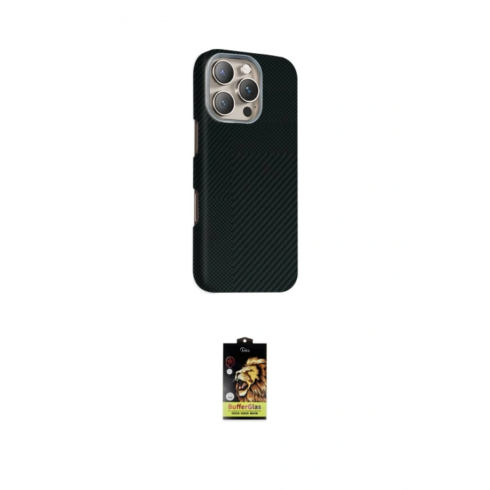 MARSİLYAN™- iPhone 16 Pro Max Kılıf Kozmos Klasik Prime - Siyah Buffer Cam Ekran Koruyucu