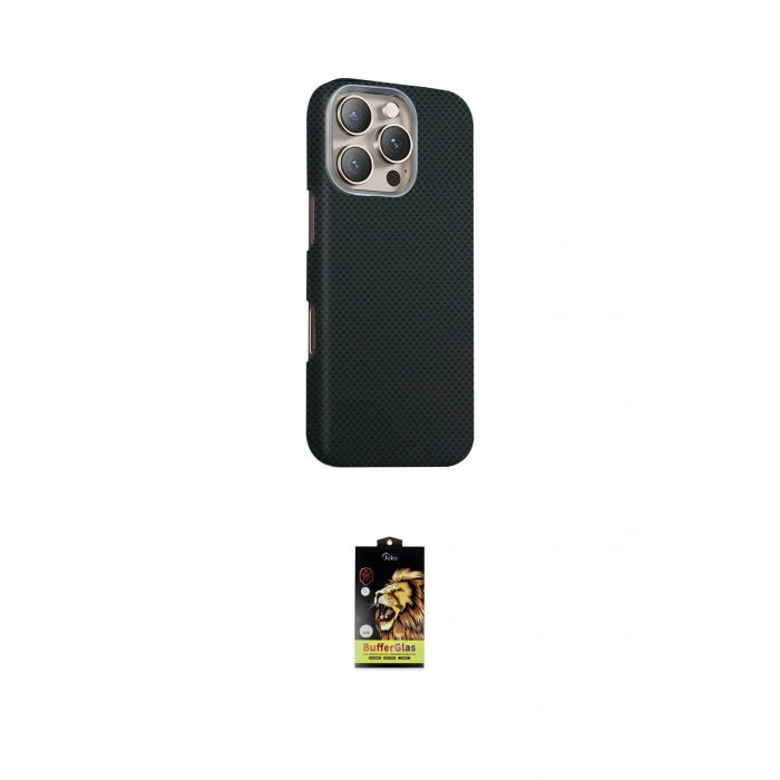 MARSİLYAN™- iPhone 16 Pro Max Kılıf Kozmos Klasik Prime - Siyah Buffer Cam Ekran Koruyucu