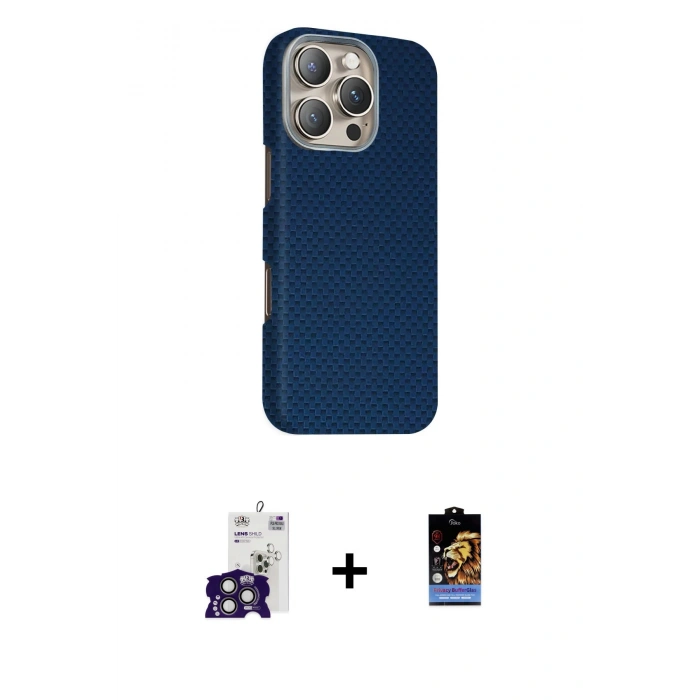 MARSİLYAN™- iPhone 16 Pro Max Kılıf Kozmos Klasik Prime - Siyah Buffer Hayalet Cam Ekran Koruyucu + Bilvis Titan Kamera Lens - TMGI