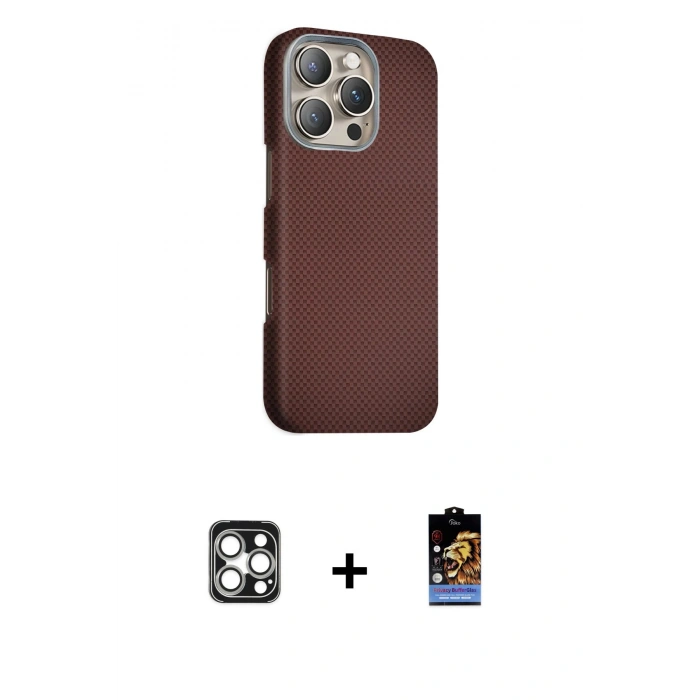 MARSİLYAN™- iPhone 16 Pro Max Kılıf Kozmos Klasik Prime - Siyah Buffer Hayalet Cam Ekran Koruyucu + PVD Metal Kamera Lens - GS