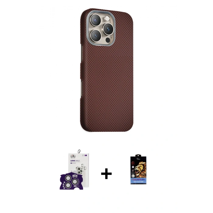 MARSİLYAN™- iPhone 16 Pro Max Kılıf Kozmos Klasik Prime - Siyah Buffer Hayalet Cam Ekran Koruyucu + Bilvis Titan Kamera Lens - GS