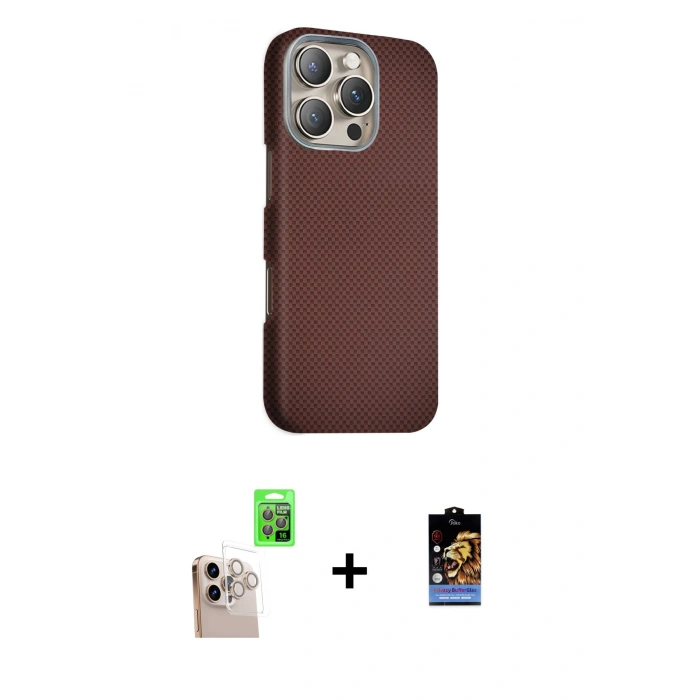 MARSİLYAN™- iPhone 16 Pro Max Kılıf Kozmos Klasik Prime - Siyah Buffer Hayalet Cam Ekran Koruyucu + Raze Metal Kamera Lens - NLGY