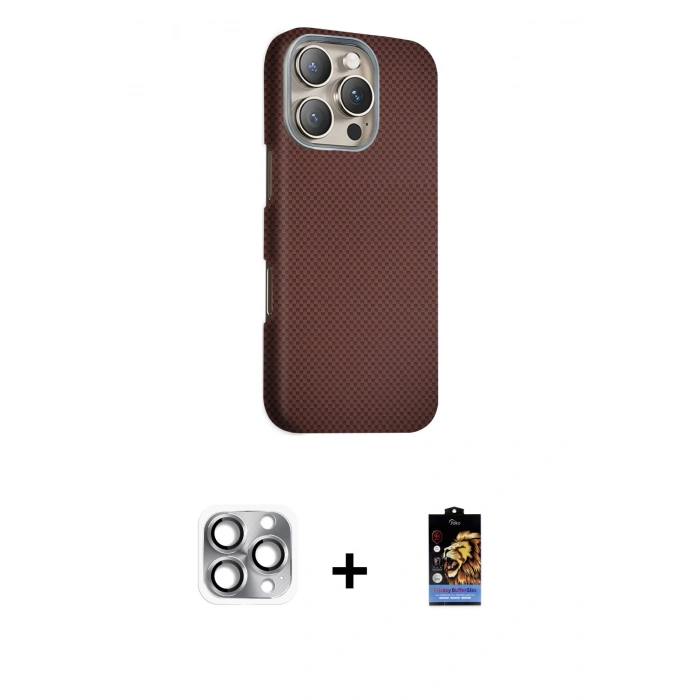 MARSİLYAN™- iPhone 16 Pro Max Kılıf Kozmos Klasik Prime - Siyah Buffer Hayalet Cam Ekran Koruyucu + Pers Alüminyum Kamera Lens - GI