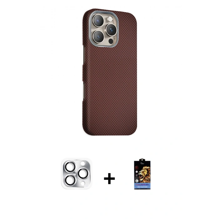 MARSİLYAN™- iPhone 16 Pro Max Kılıf Kozmos Klasik Prime - Siyah Buffer Hayalet Cam Ekran Koruyucu + Pers Alüminyum Kamera Lens - GS