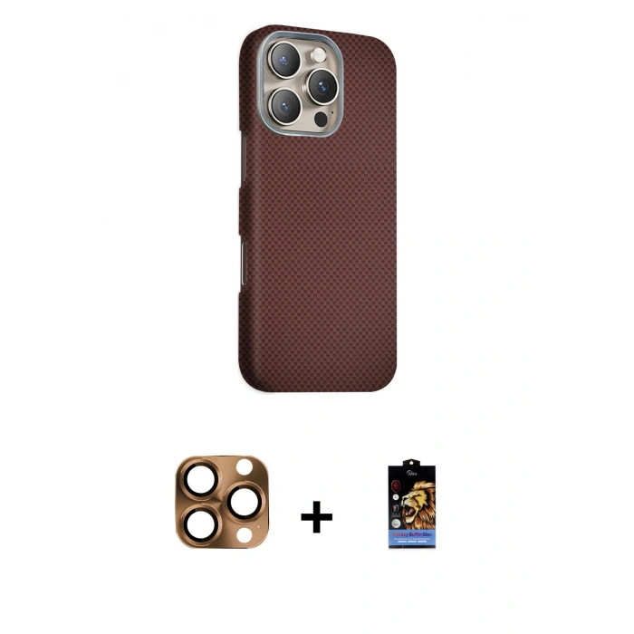MARSİLYAN™- iPhone 16 Pro Max Kılıf Kozmos Klasik Prime - Siyah Buffer Hayalet Cam Ekran Koruyucu + Pers Alüminyum Kamera Lens - CLTM