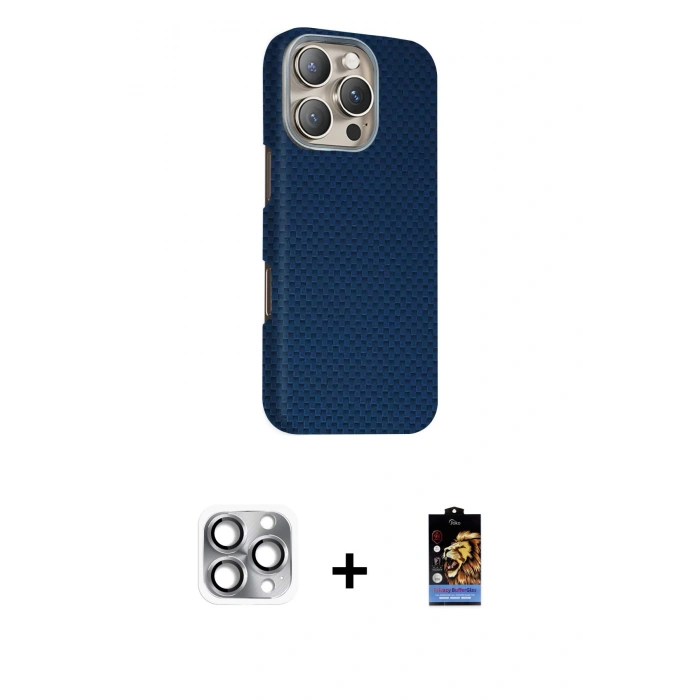 MARSİLYAN™- iPhone 16 Pro Max Kılıf Kozmos Klasik Prime - Siyah Buffer Hayalet Cam Ekran Koruyucu + Pers Alüminyum Kamera Lens - GI