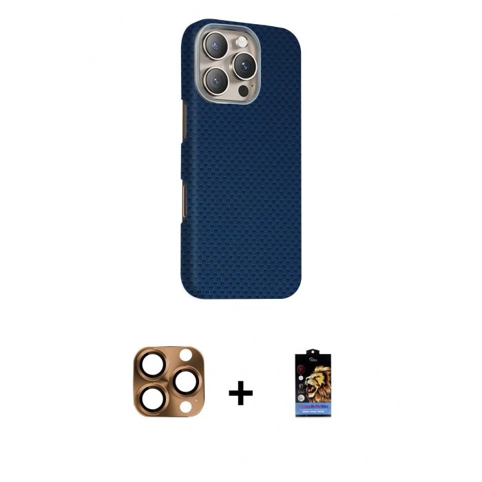 MARSİLYAN™- iPhone 16 Pro Max Kılıf Kozmos Klasik Prime - Siyah Buffer Hayalet Cam Ekran Koruyucu + Pers Alüminyum Kamera Lens - CLTM