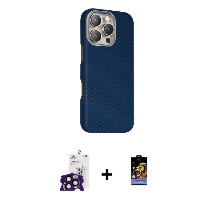 MARSİLYAN™- iPhone 16 Pro Max Kılıf Kozmos Klasik Prime - Siyah Buffer Hayalet Cam Ekran Koruyucu + Bilvis Titan Kamera Lens - SH