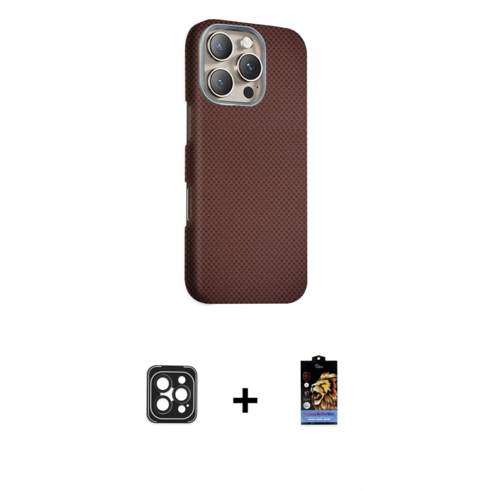 MARSİLYAN™- iPhone 16 Pro Max Kılıf Kozmos Klasik Prime - Siyah Buffer Hayalet Cam Ekran Koruyucu + Siyah PVD Metal Kamera Lens