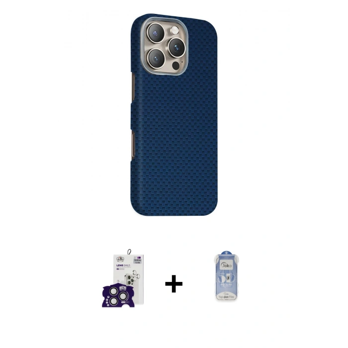 MARSİLYAN™- iPhone 16 Pro Max Kılıf Kozmos Klasik Prime - Siyah Joko Magic 5D Cam + Bilvis Titan Kamera Lens - TMGI