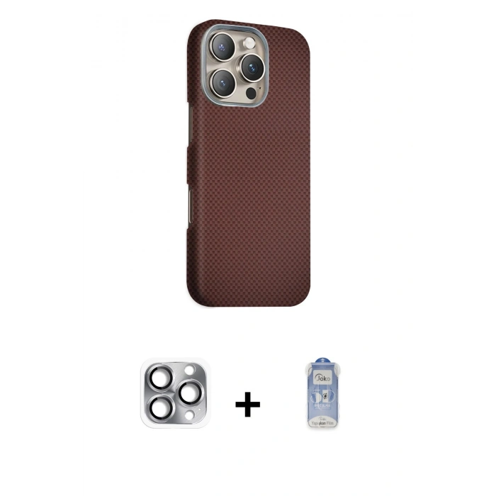 MARSİLYAN™- iPhone 16 Pro Max Kılıf Kozmos Klasik Prime - Siyah Joko Magic 5D Cam + Pers Alüminyum Kamera Lens - GI
