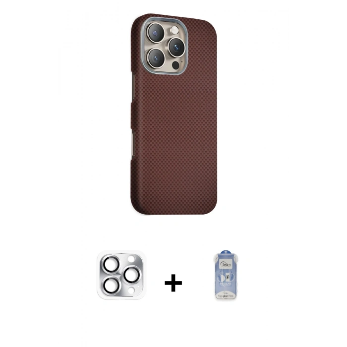 MARSİLYAN™- iPhone 16 Pro Max Kılıf Kozmos Klasik Prime - Siyah Joko Magic 5D Cam + Pers Alüminyum Kamera Lens - GS