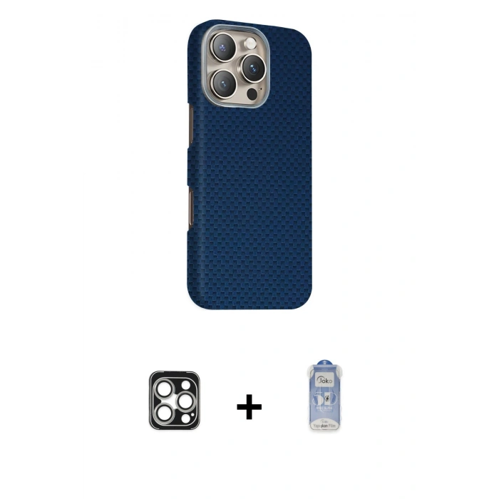 MARSİLYAN™- iPhone 16 Pro Max Kılıf Kozmos Klasik Prime - Siyah Joko Magic 5D Cam + PVD Metal Kamera Lens - GS