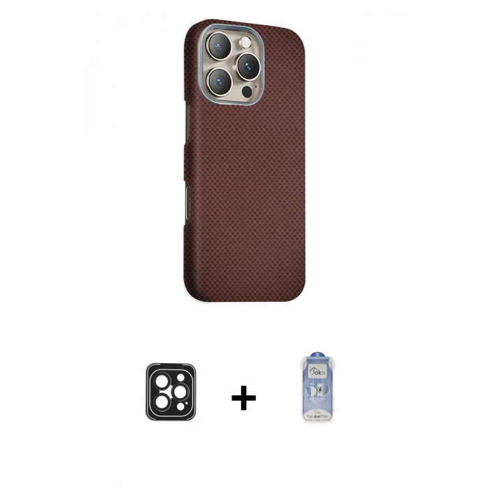 MARSİLYAN™- iPhone 16 Pro Max Kılıf Kozmos Klasik Prime - Siyah Joko Magic 5D Cam + PVD Metal Kamera Lens - SH