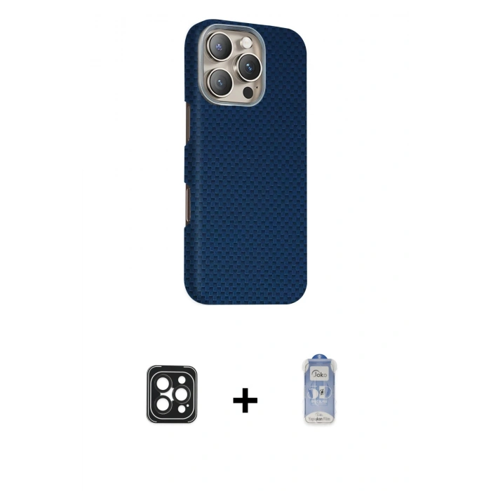 MARSİLYAN™- iPhone 16 Pro Max Kılıf Kozmos Klasik Prime - Siyah Joko Magic 5D Cam + PVD Metal Kamera Lens - SH