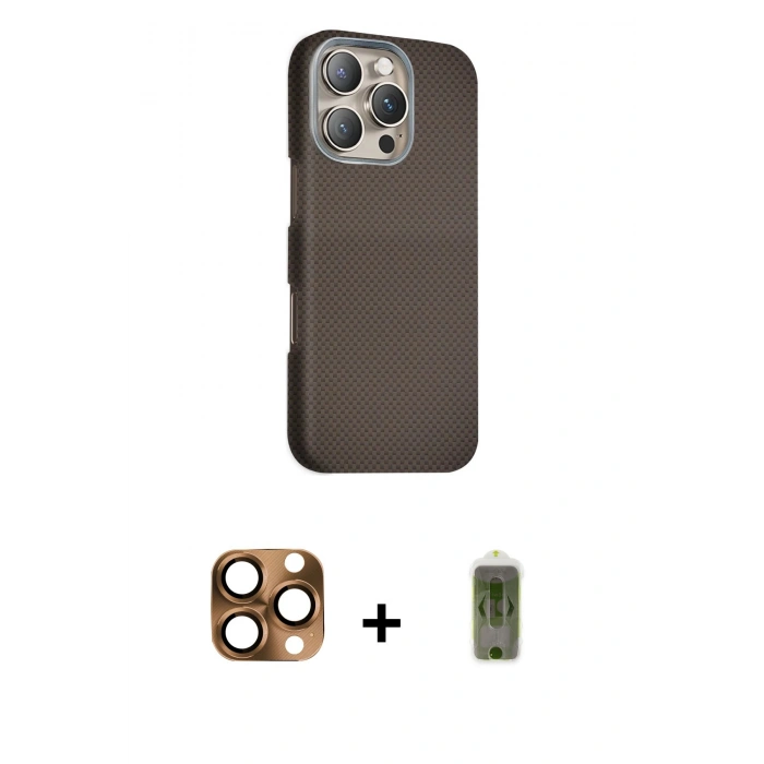 MARSİLYAN™- iPhone 16 Pro Max Kılıf Kozmos Klasik Prime - Siyah Joko Magic 5D Hayalet Cam + Pers Alüminyum Kamera Lens - CLTM