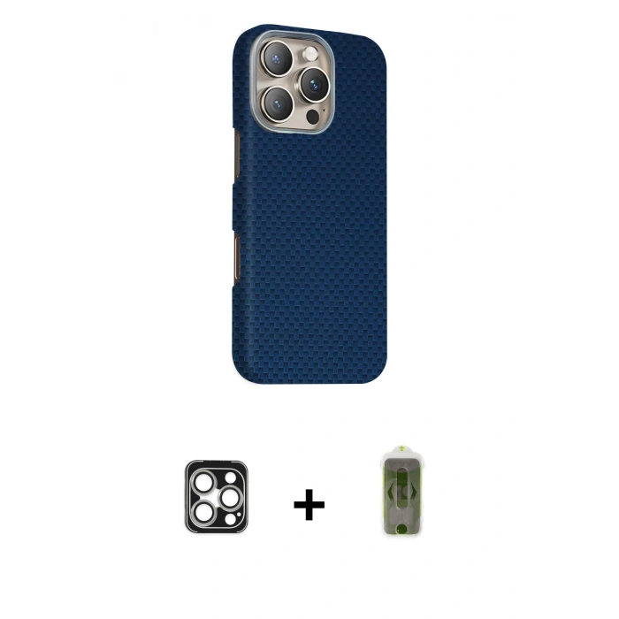 MARSİLYAN™- iPhone 16 Pro Max Kılıf Kozmos Klasik Prime - Siyah Joko Magic 5D Hayalet Cam + Gümüş PVD Metal Kamera Lens