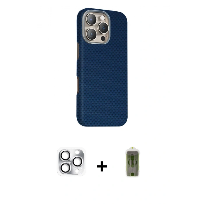 MARSİLYAN™- iPhone 16 Pro Max Kılıf Kozmos Klasik Prime - Siyah Joko Magic 5D Hayalet Cam + Pers Alüminyum Kamera Lens - GS