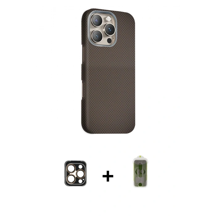 MARSİLYAN™- iPhone 16 Pro Max Kılıf Kozmos Klasik Prime - Siyah Joko Magic 5D Hayalet Cam + PVD Metal Kamera Lens - GD