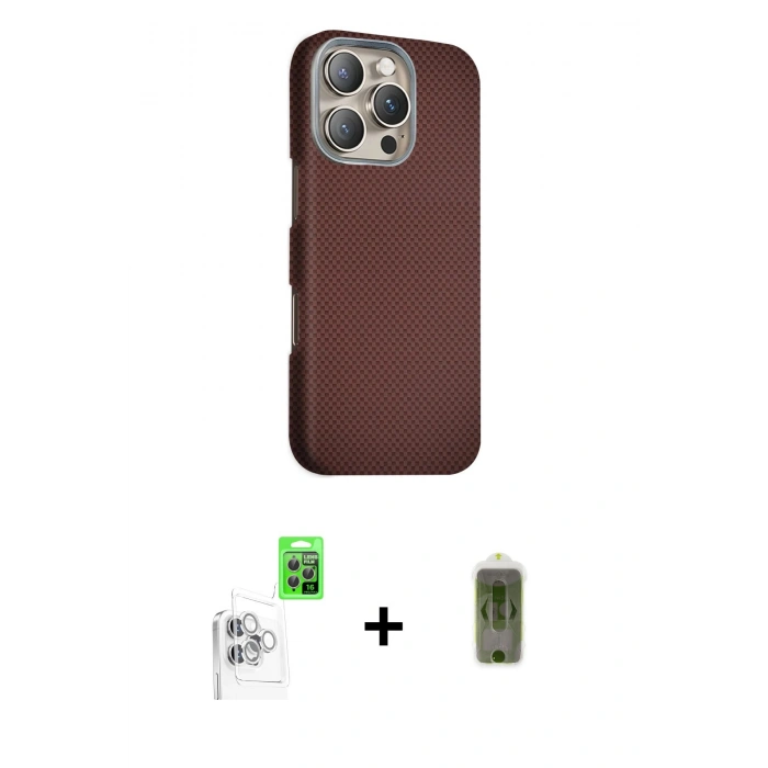 MARSİLYAN™- iPhone 16 Pro Max Kılıf Kozmos Klasik Prime - Siyah Joko Magic 5D Hayalet Cam + Raze Metal Kamera Lens - BZ
