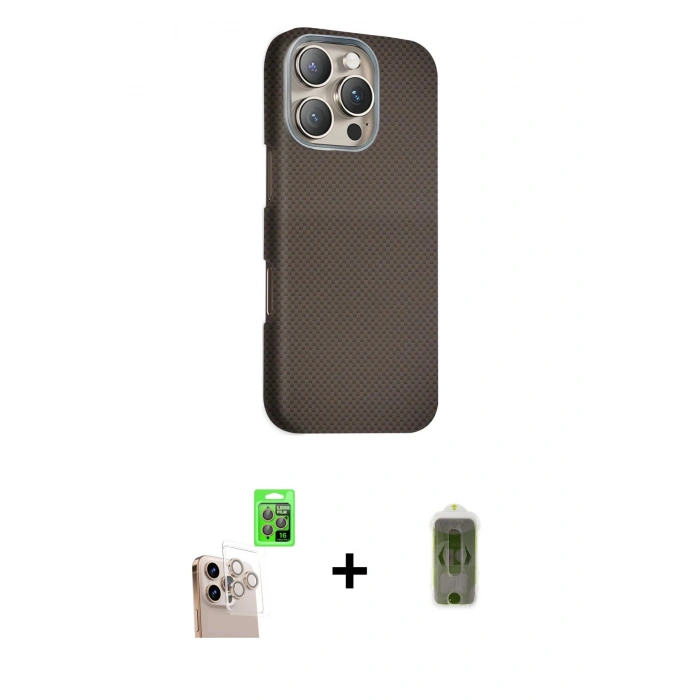 MARSİLYAN™- iPhone 16 Pro Max Kılıf Kozmos Klasik Prime - Siyah Joko Magic 5D Hayalet Cam + Raze Metal Kamera Lens - NLGY