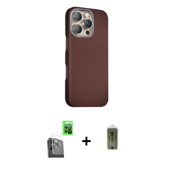 MARSİLYAN™- iPhone 16 Pro Max Kılıf Kozmos Klasik Prime - Siyah Joko Magic 5D Hayalet Cam + Raze Metal Kamera Lens - SH