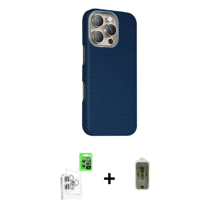MARSİLYAN™- iPhone 16 Pro Max Kılıf Kozmos Klasik Prime - Siyah Joko Magic 5D Hayalet Cam + Raze Metal Kamera Lens - BZ
